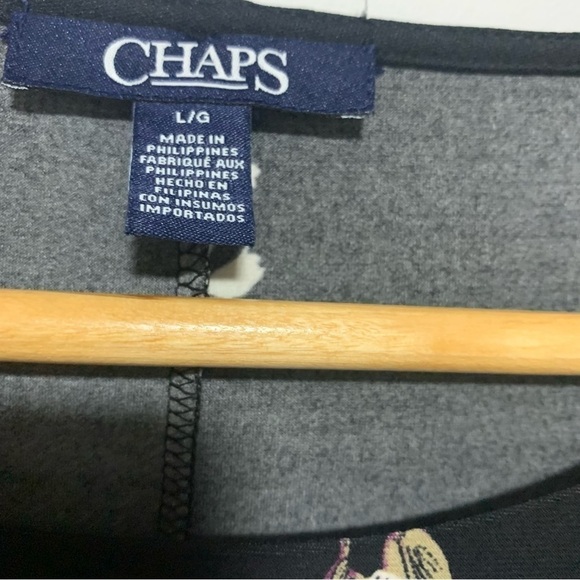 NWOT Chaps Floral Black/Red/Pink Women's 3/4 Sleeves Midi Dress Size L - Picture 5 of 10